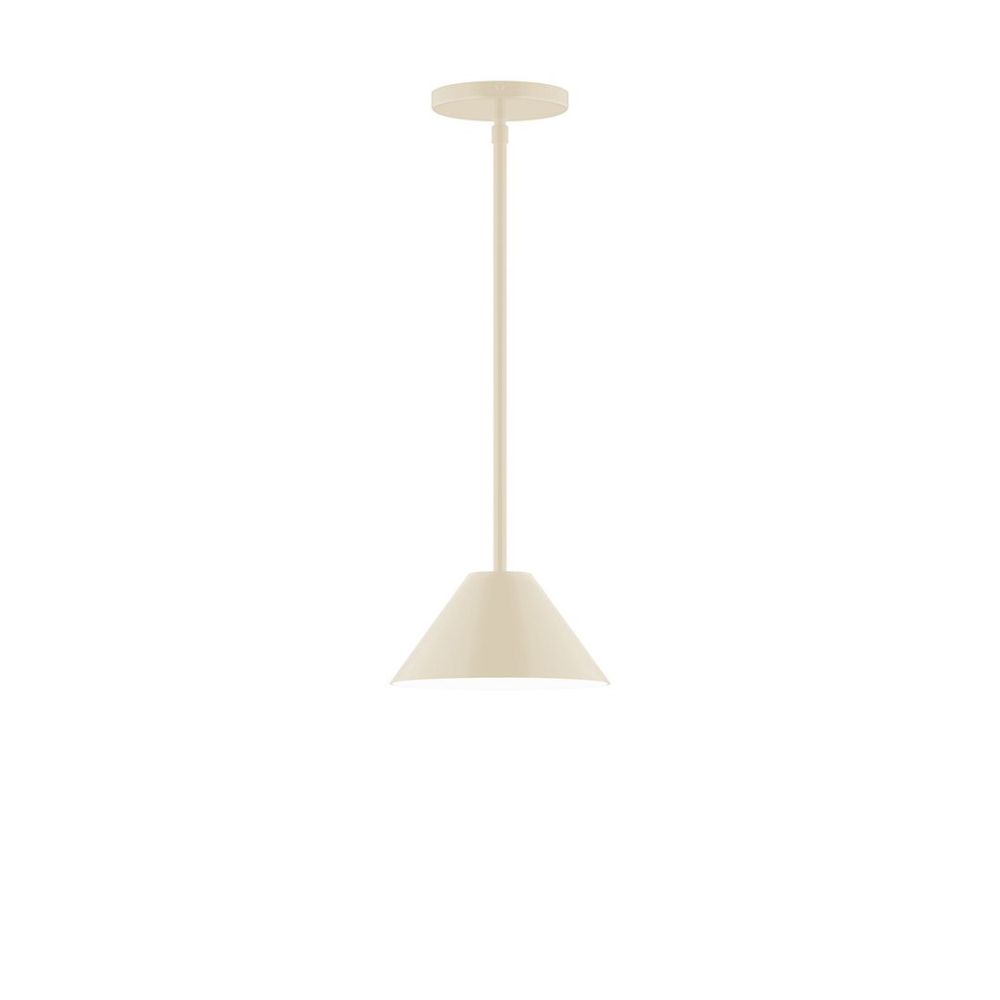 Montclair Lightworks STG421-16-L10 8" Axis Mini Cone LED Stem Hung Pendant, Cream